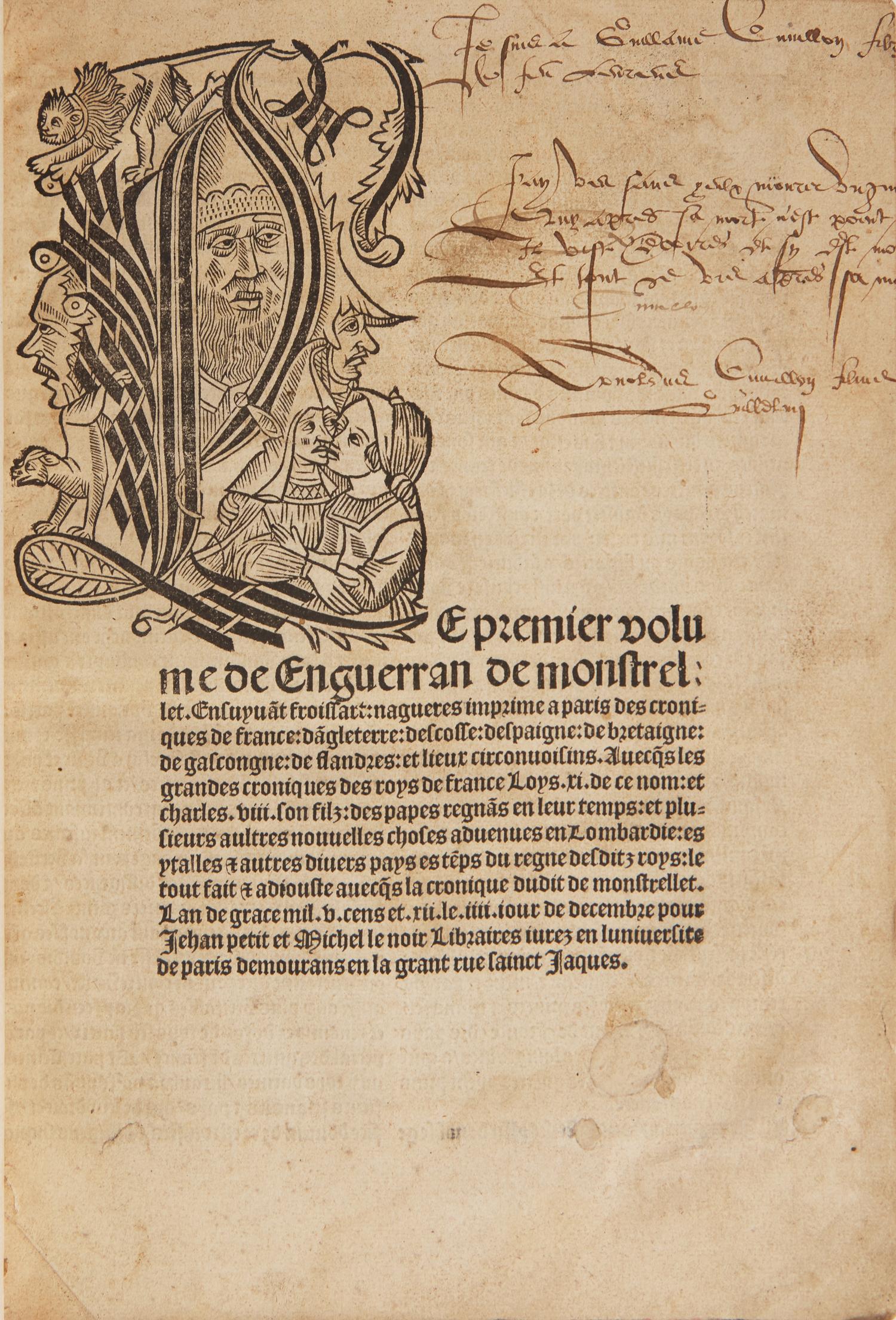 [Early Printing] [Monstrelet, Enguerrand de]. Chronicles of Enguerrand de Monstrelet