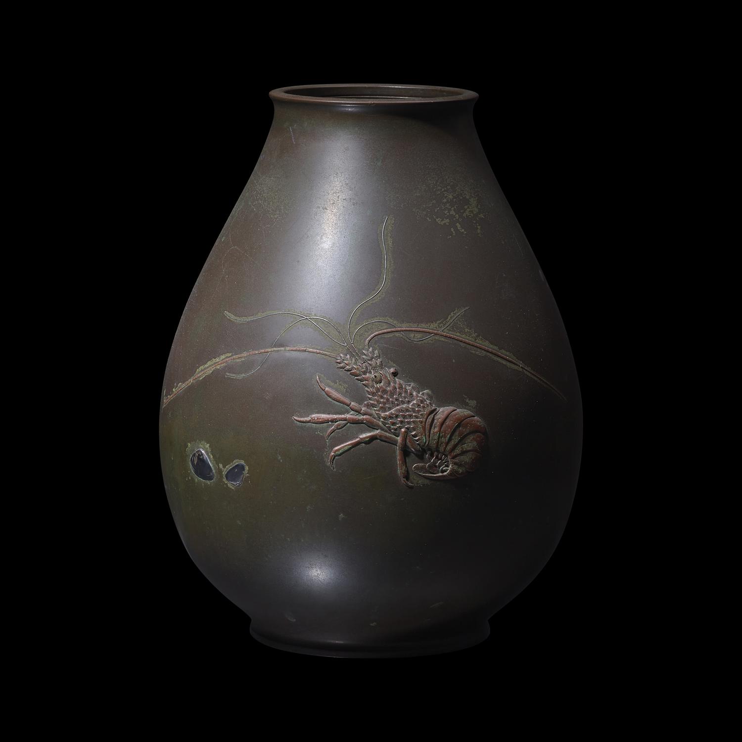 A Japanese Mixed Metal 'Lobster' Vase, Meiji to Taisho Period