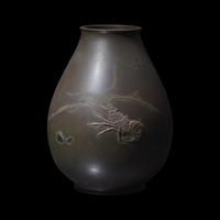 A Japanese Mixed Metal 'Lobster' Vase, Meiji to Taisho Period