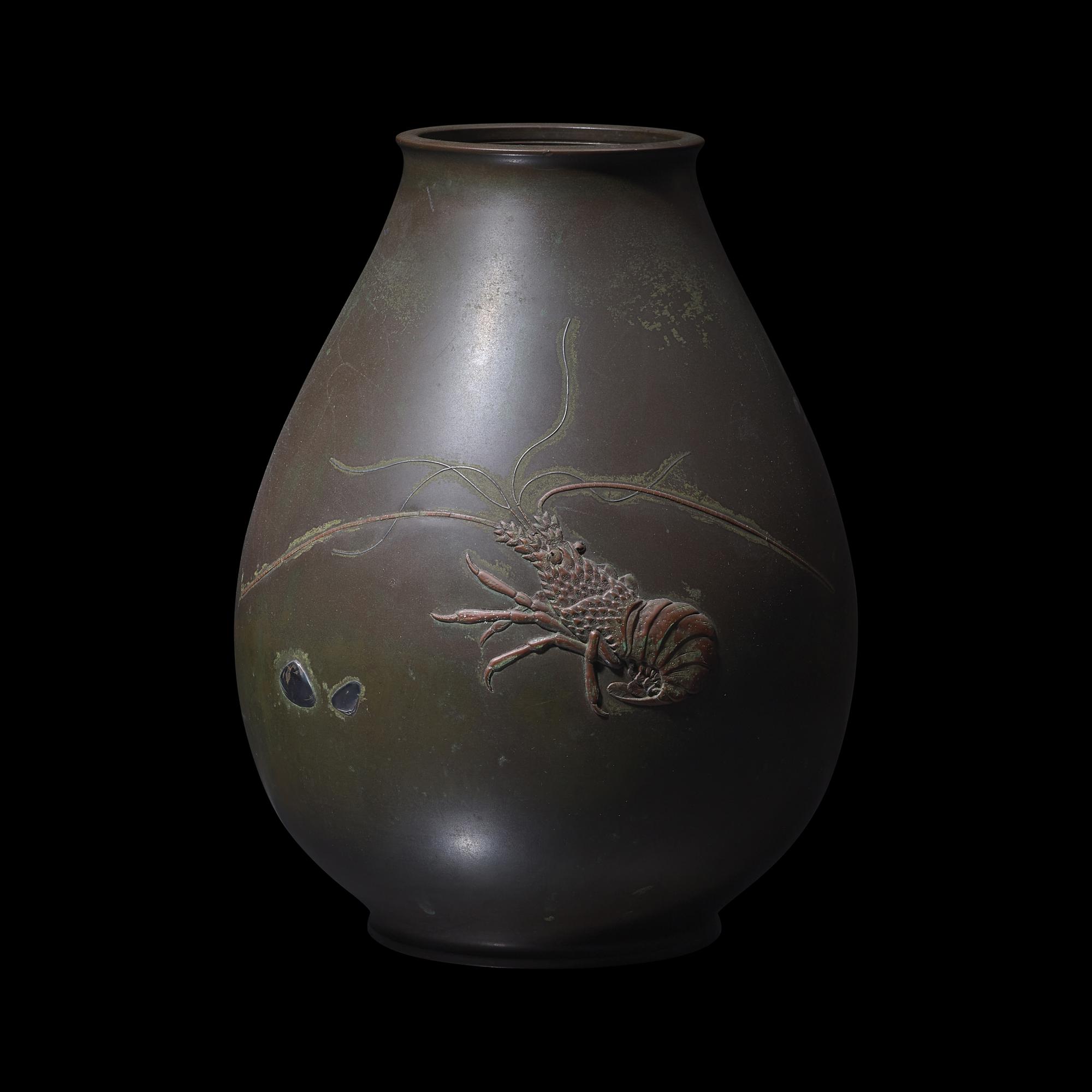 A Japanese Mixed Metal 'Lobster' Vase, Meiji to Taisho Period