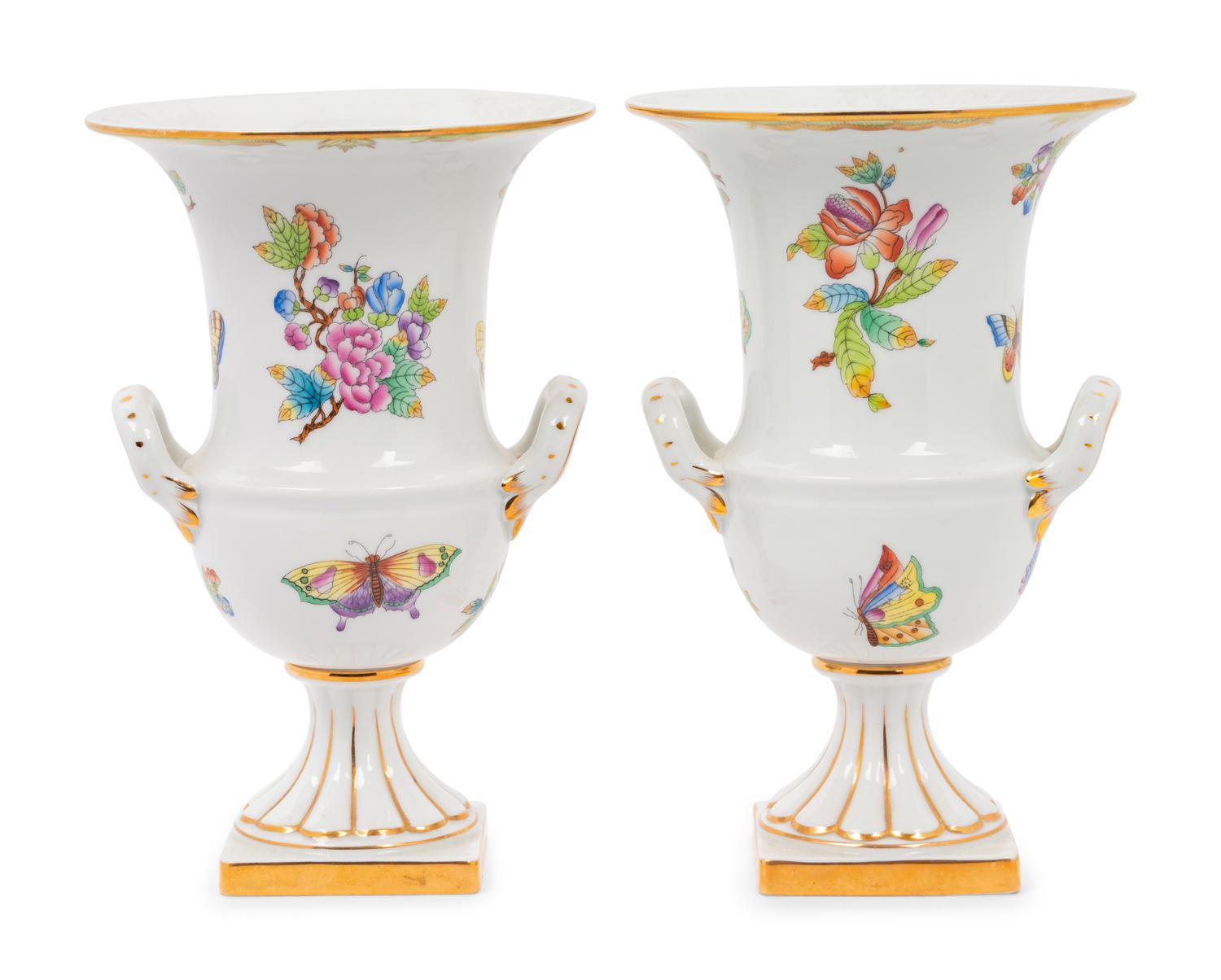 A Pair of Herend Queen Victoria Porcelain Vases