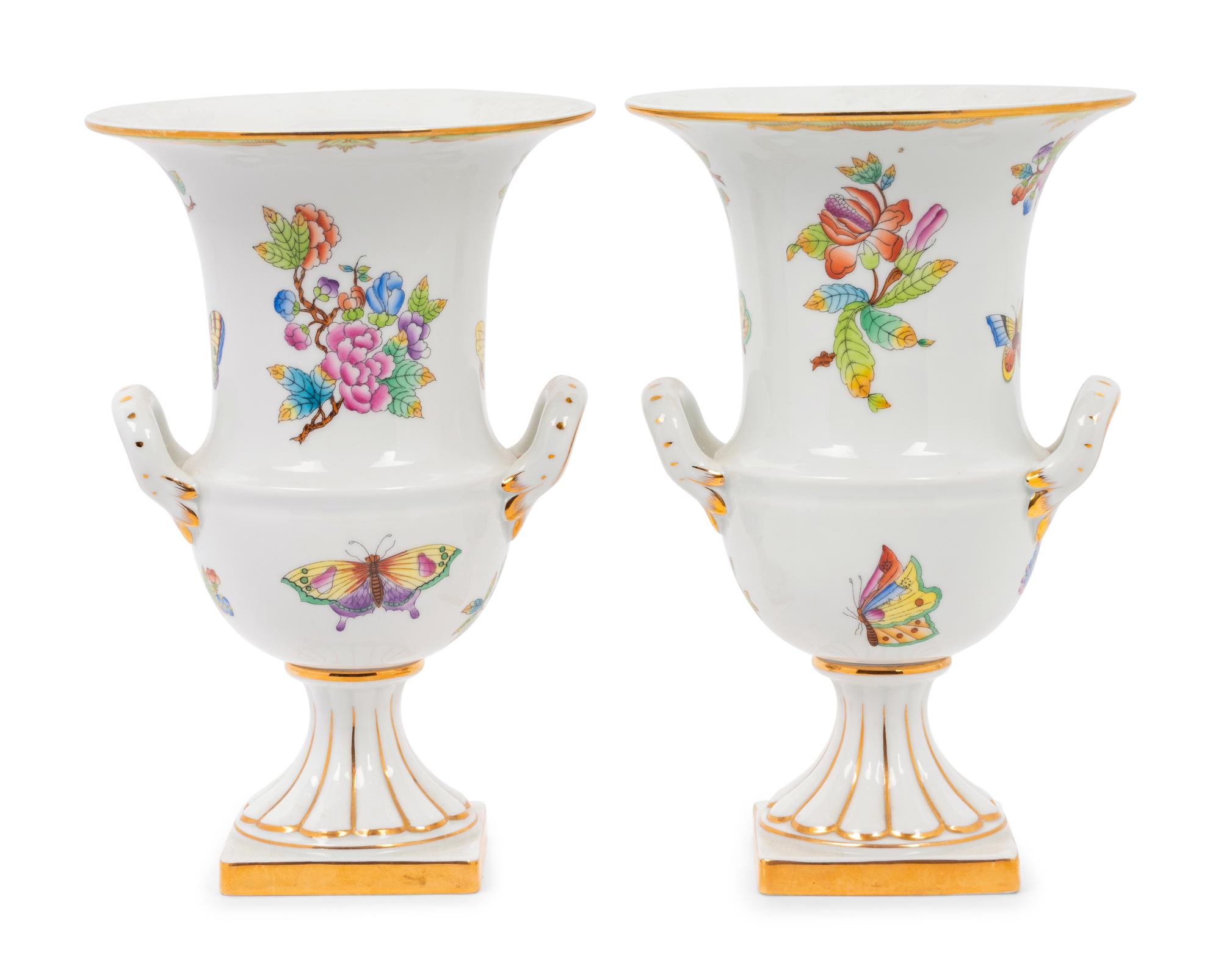 A Pair of Herend Queen Victoria Porcelain Vases