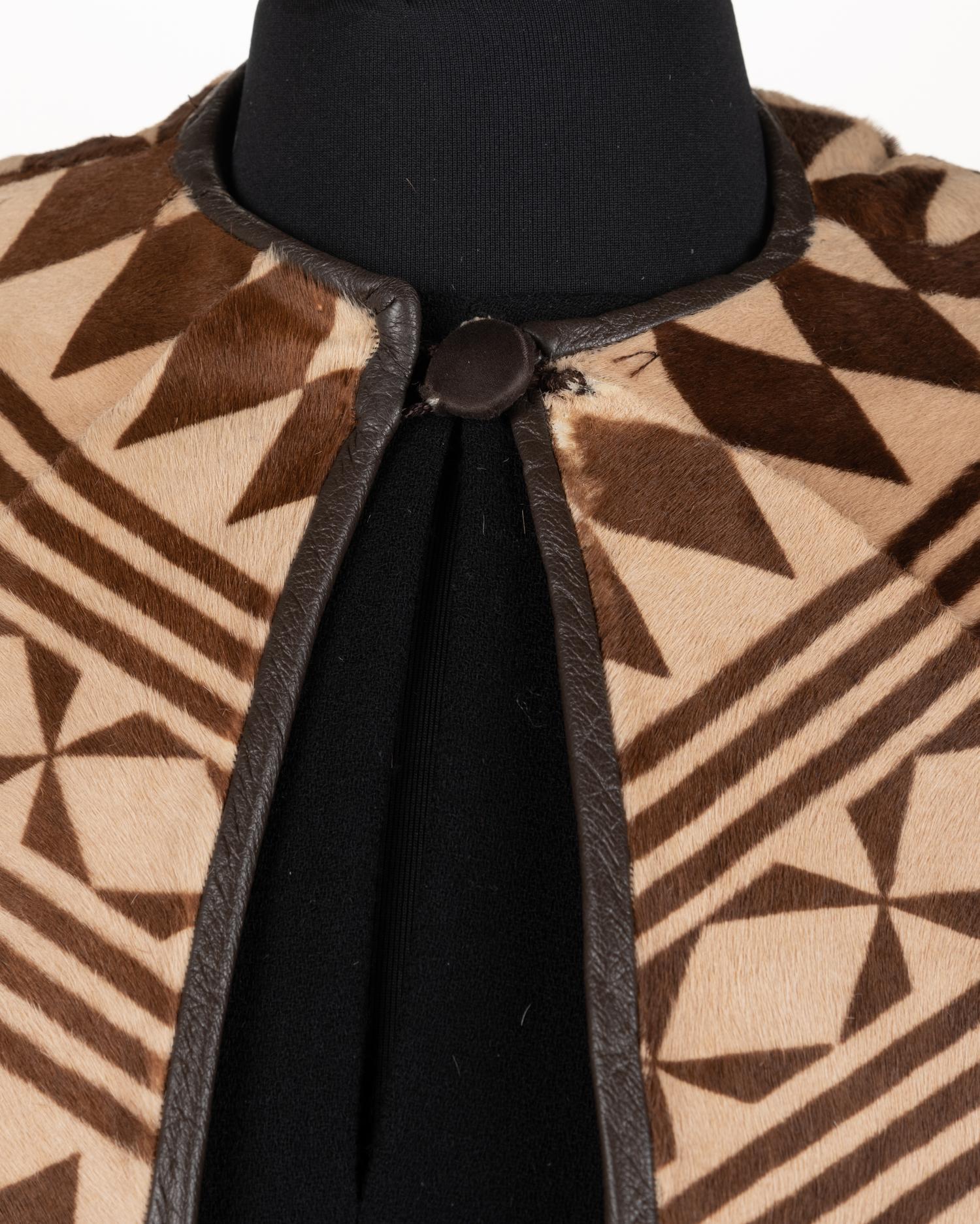 Unlabeled Calfskin Cape with Geometric Pattern, Attributed to Fendi by Karl Lagerfeld, 1970