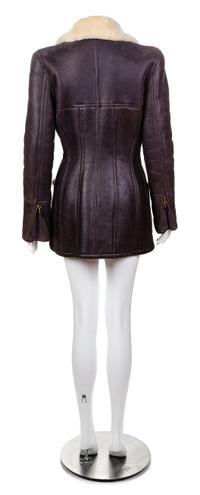 A Chanel Charcoal Shearling Jacket, No size.