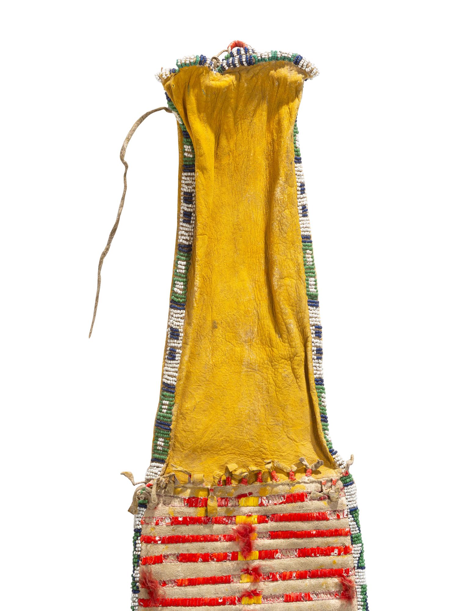 Sioux Quilled Hide Tobacco Bag, with Horse Tracks