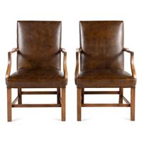 A Pair of George III Style Mahogany Library Chairs