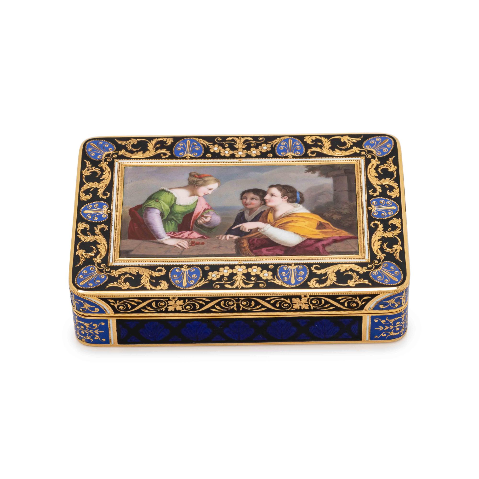 A Gold and Enamel Decorated Snuff Box