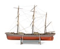 A Carved and Painted Wood Three-Mast Ship Model