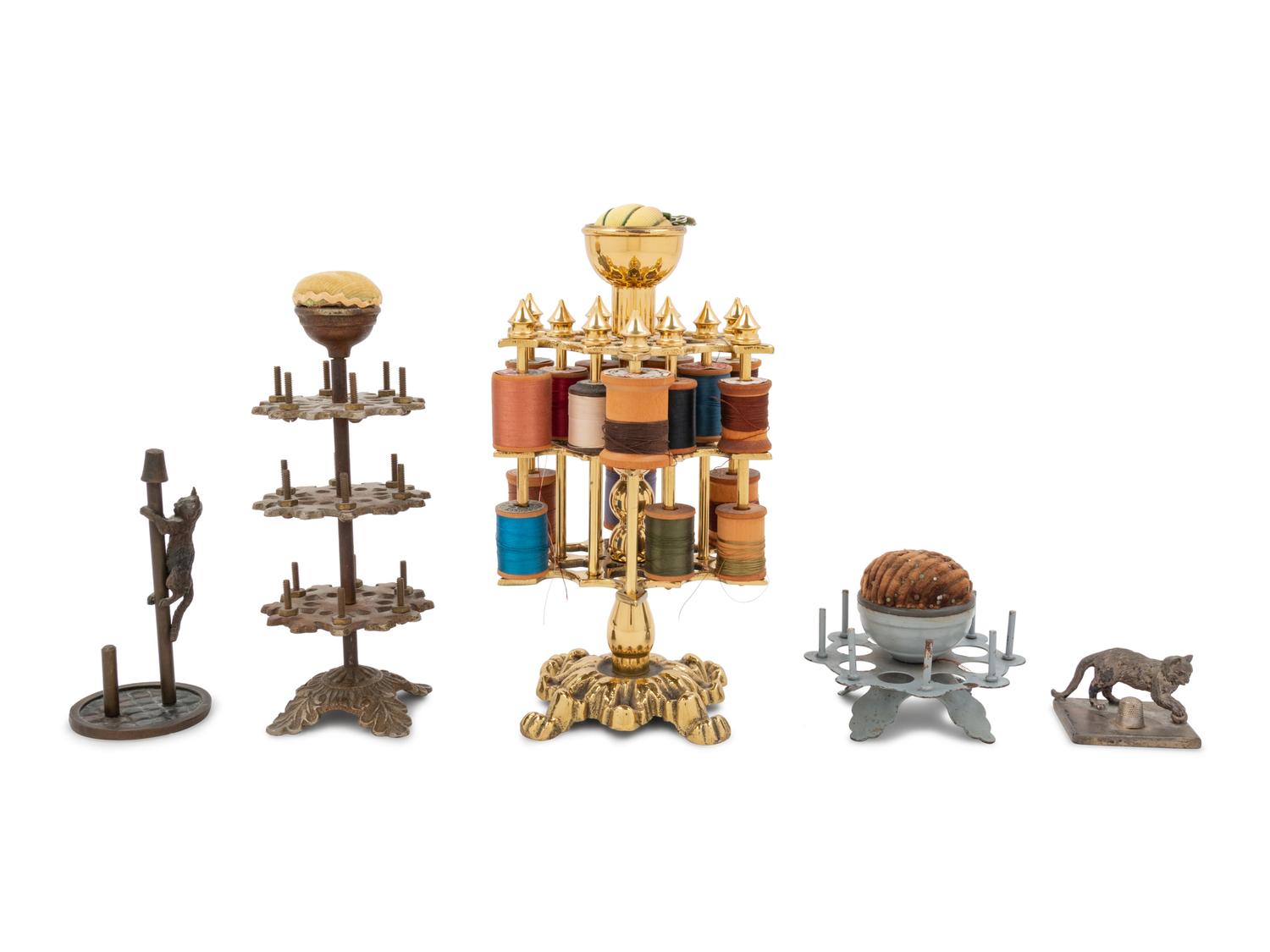 Five Vintage Spool Caddies