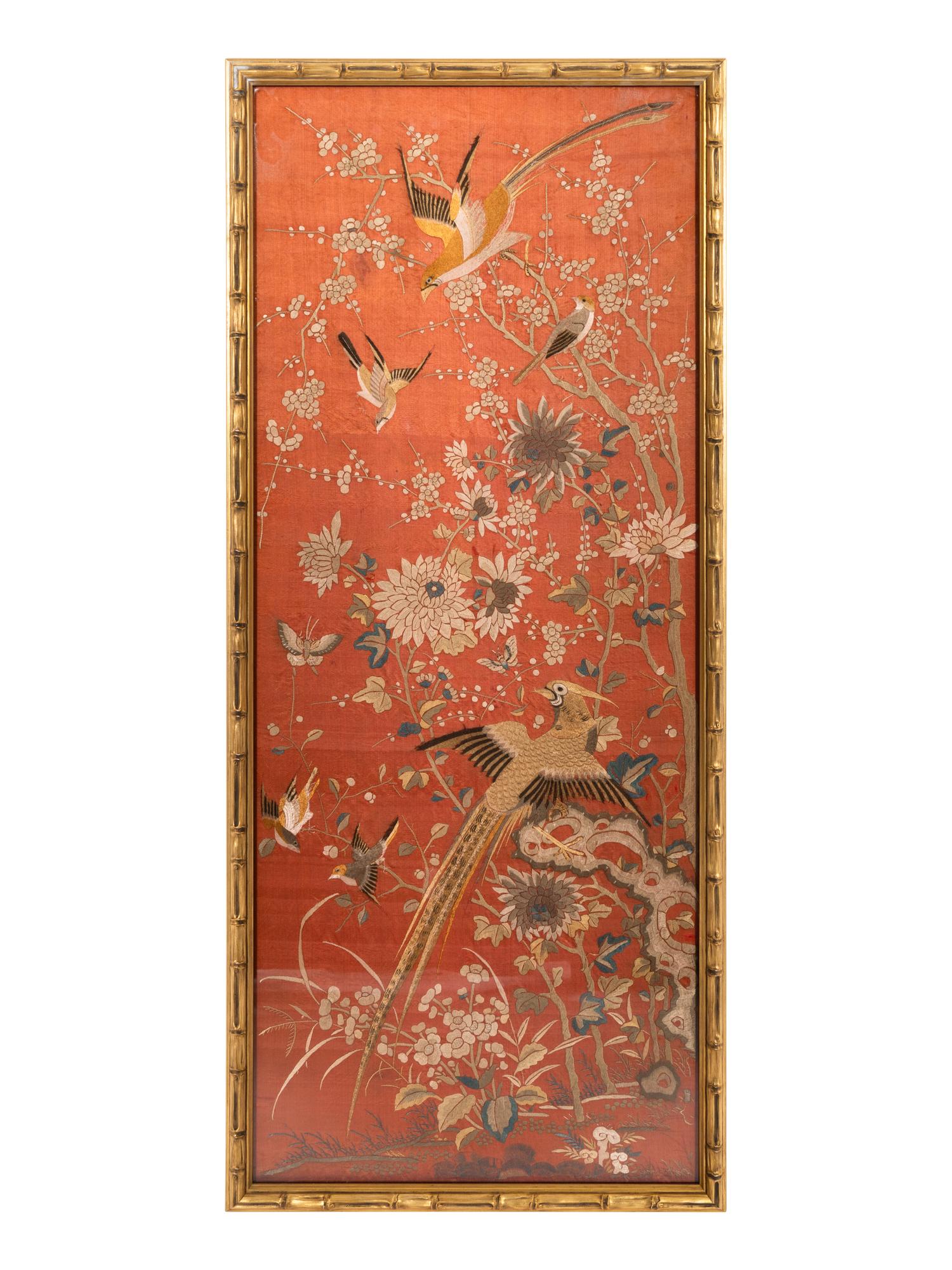 An Embroidered Silk Panel