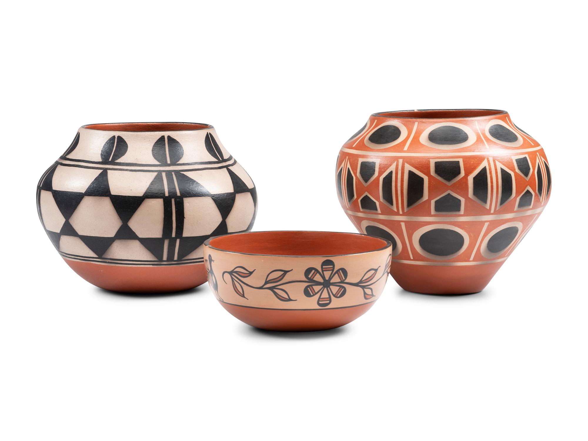 Kewa Pottery Jars and Bowl