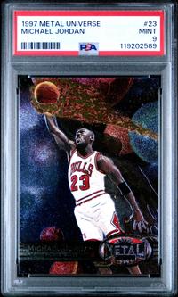 A 1997 Metal Universe Michael Jordan Basketball Card No. 23 (PSA 9 MINT)