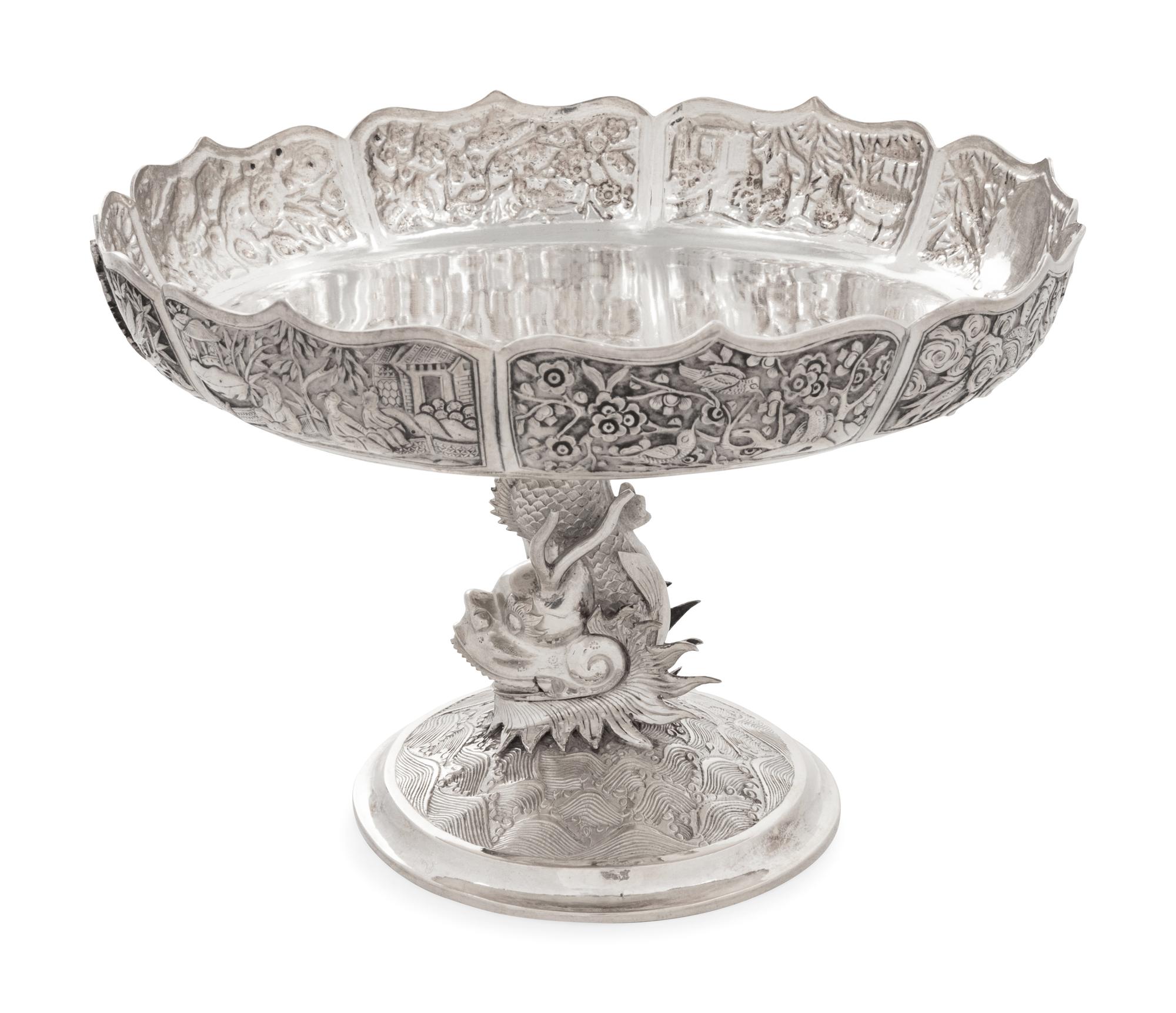 A Chinese Export Silver Stem Plate