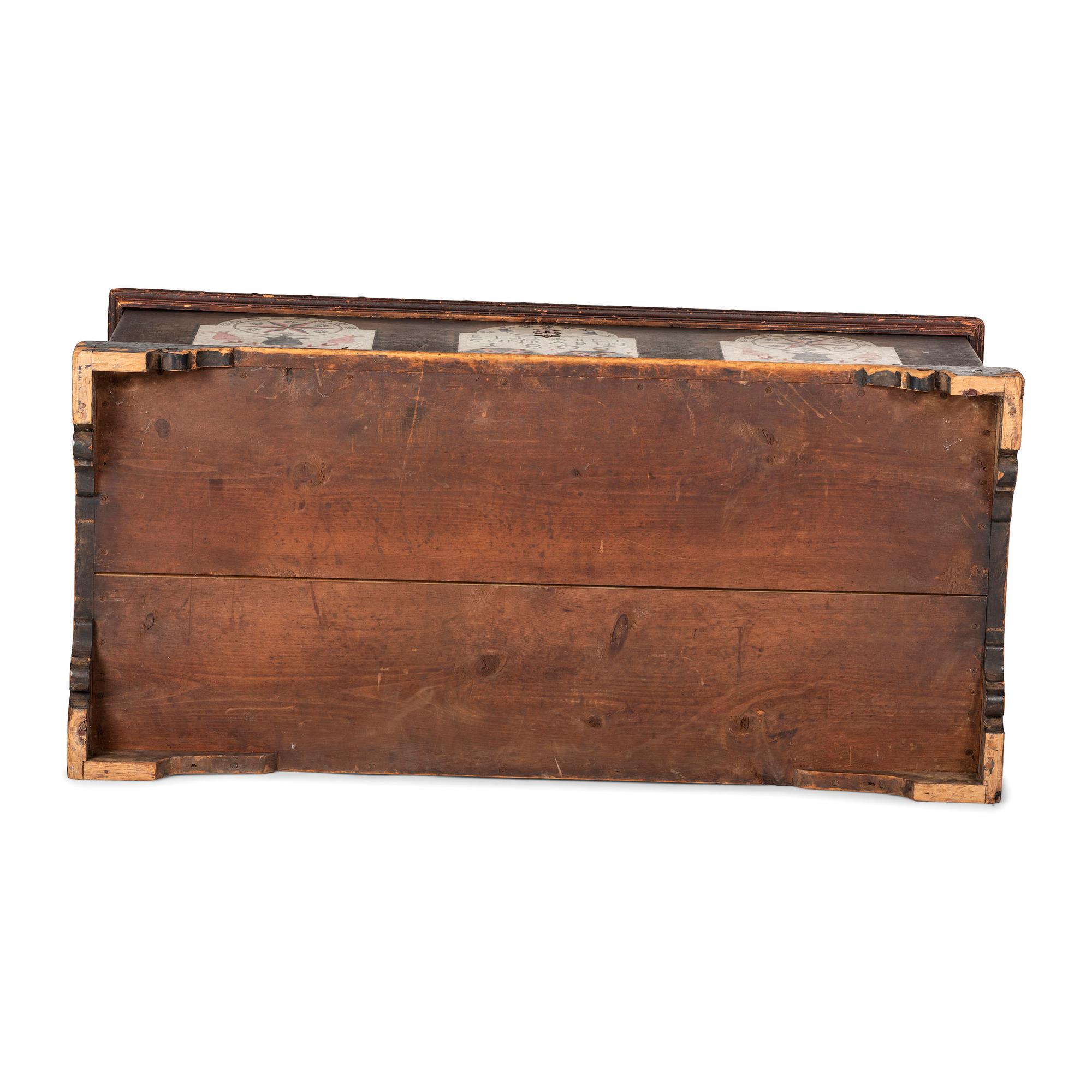 A Federal Flower and Compass Decorated Poplar and Pine Elisabet Conradin Blanket Chest