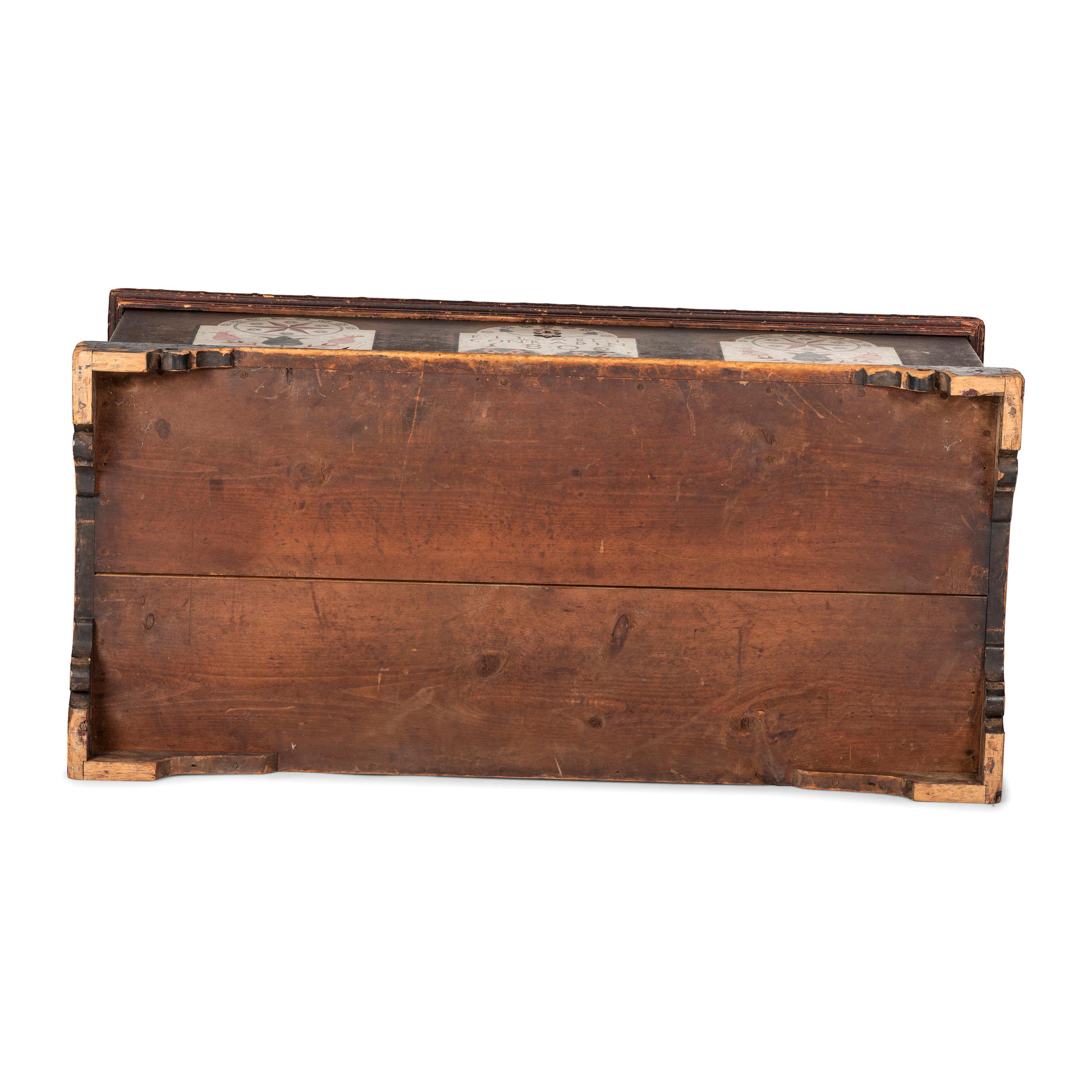 A Federal Flower and Compass Decorated Poplar and Pine Elisabet Conradin Blanket Chest