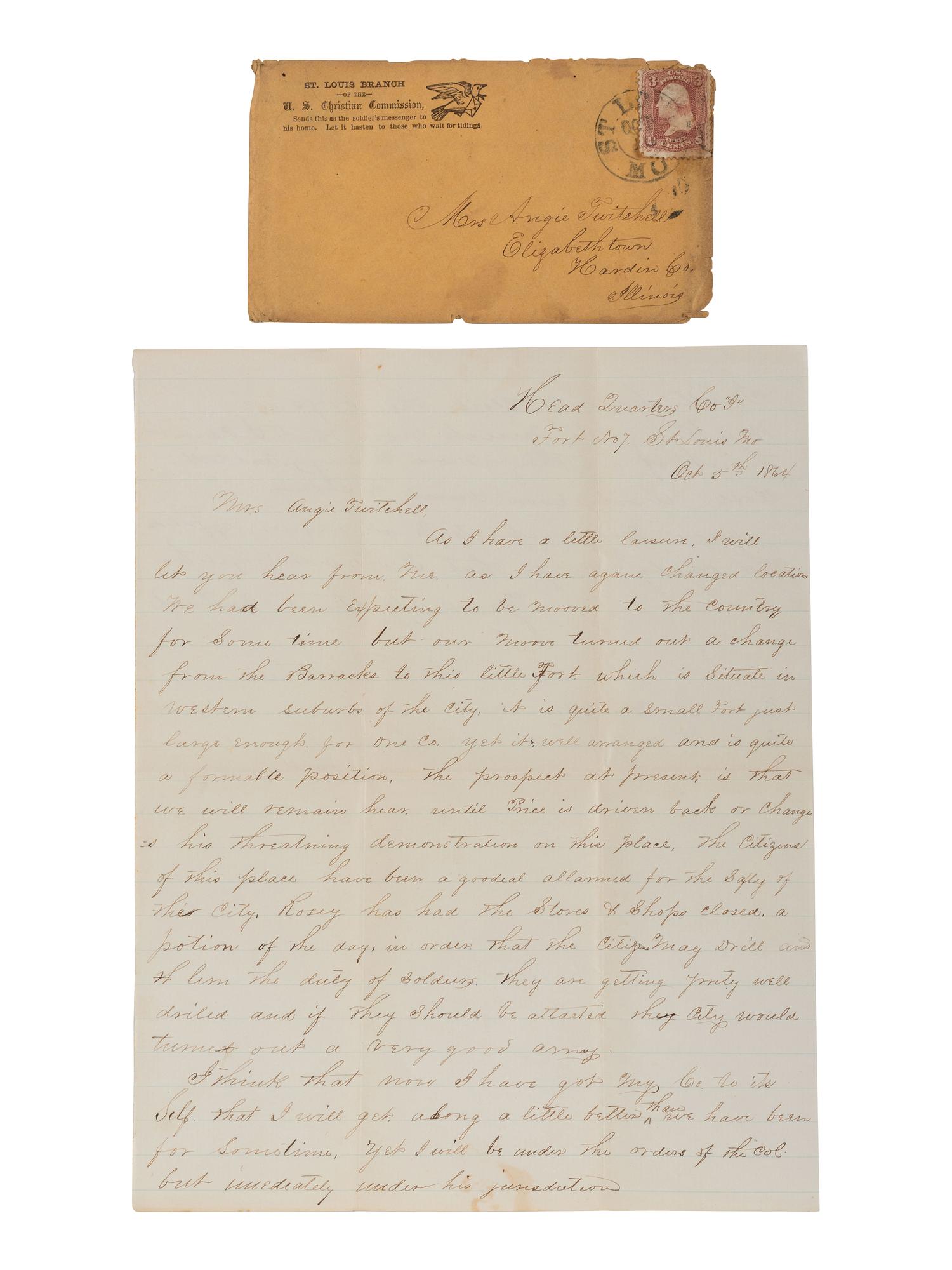[CIVIL WAR]. Letters written from the Western Theater by Captain LaFayette Twitchell, Co. I, 136th Illinois Infantry, May-October 1864.