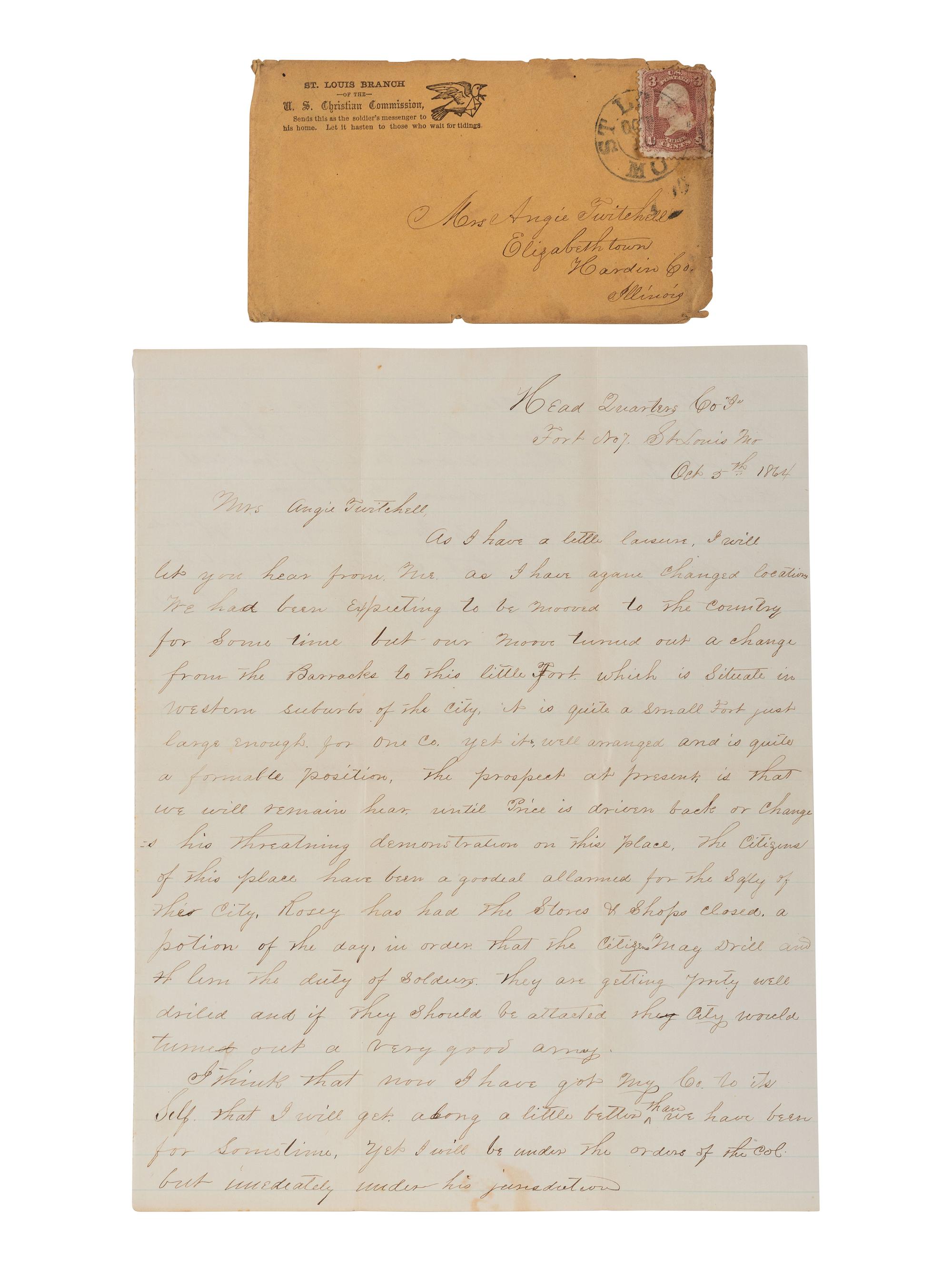 [CIVIL WAR]. Letters written from the Western Theater by Captain LaFayette Twitchell, Co. I, 136th Illinois Infantry, May-October 1864.