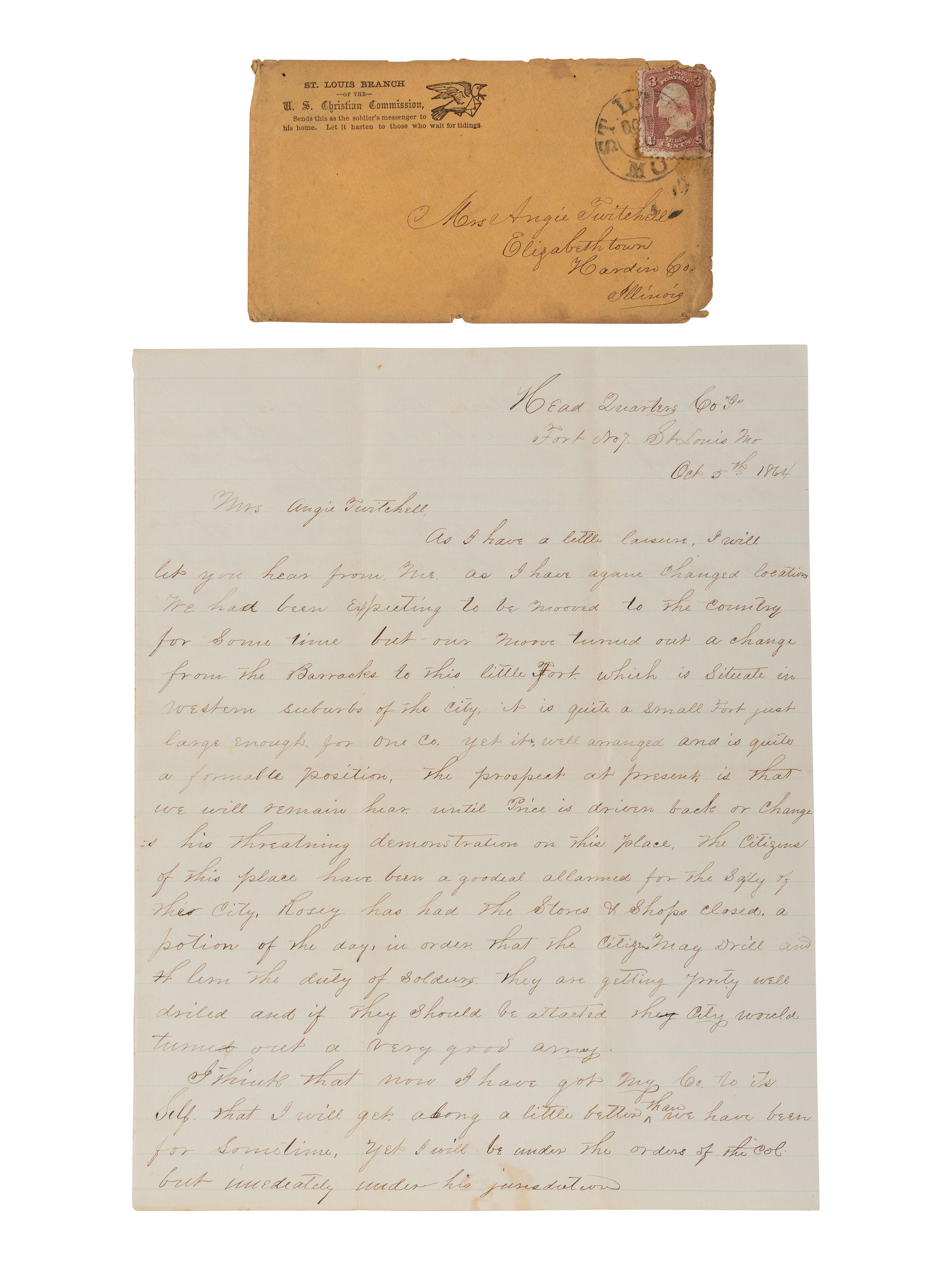 [CIVIL WAR]. Letters written from the Western Theater by Captain LaFayette Twitchell, Co. I, 136th Illinois Infantry, May-October 1864.
