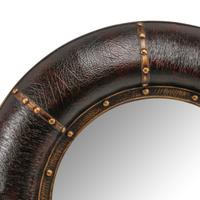 A Pair of Embossed Leather-Framed Mirrors