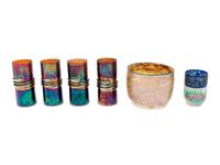 Collection of Six Glass Articles comprising four Esteban Prieto glasses, and two Unknown Artists