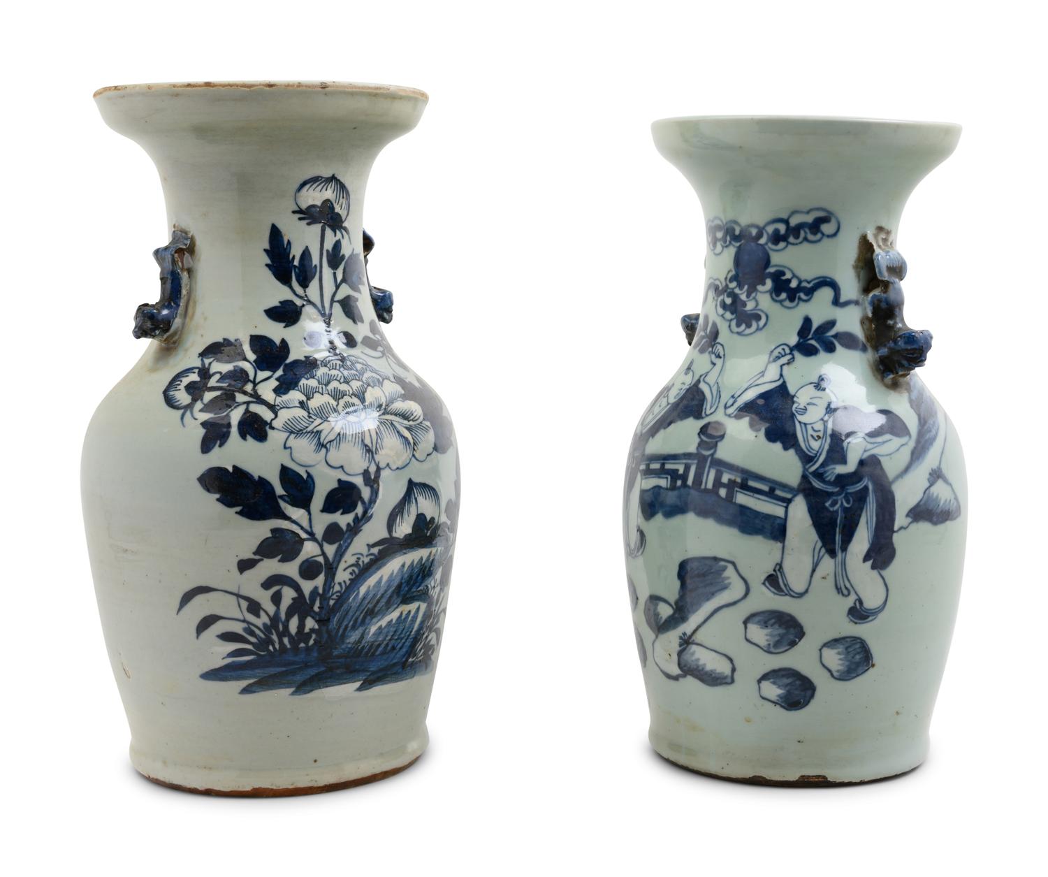 Two Chinese Blue and White Porcelain Vases