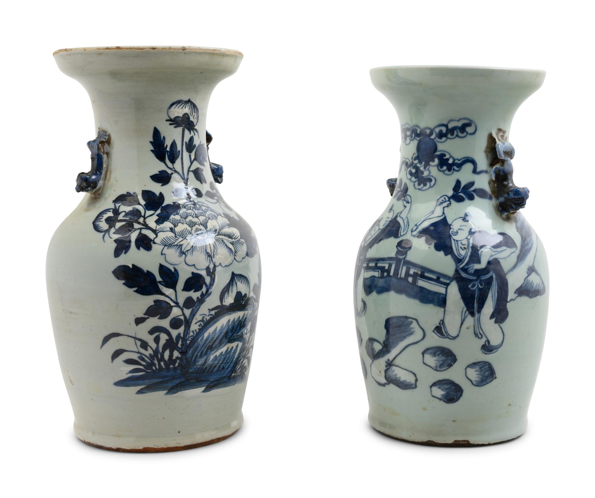 Two Chinese Blue and White Porcelain Vases