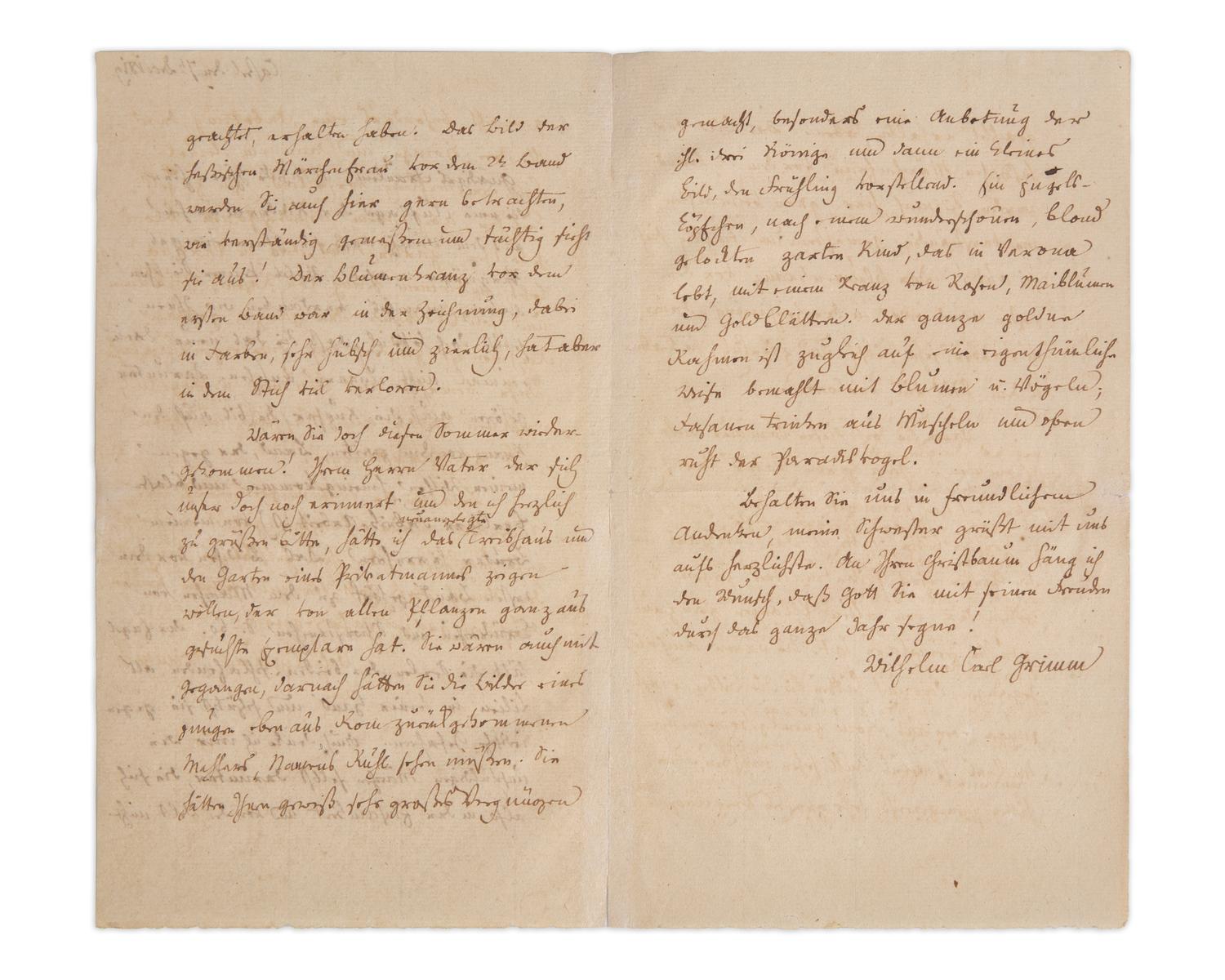 Grimm, Wilhelm Carl. Autograph Letter, signed