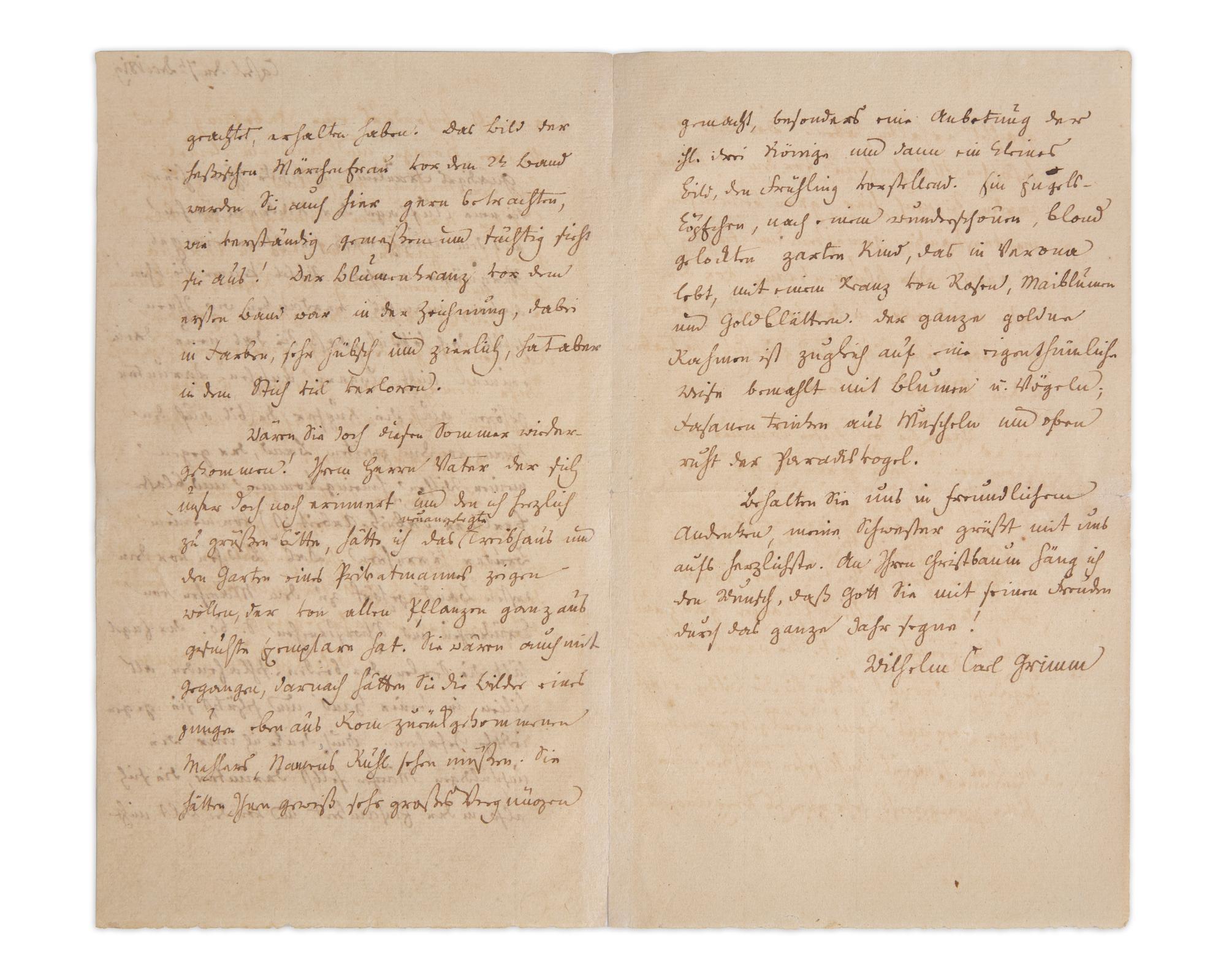 Grimm, Wilhelm Carl. Autograph Letter, signed