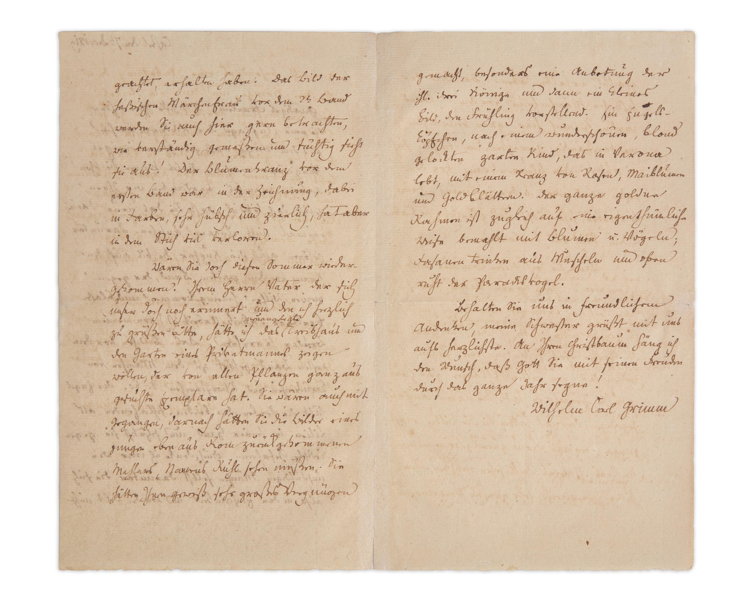 Grimm, Wilhelm Carl. Autograph Letter, signed