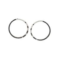BLACK DIAMOND AND DIAMOND HOOP EARRINGS