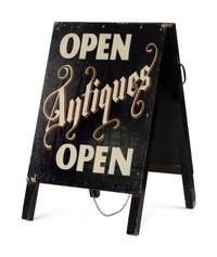 A Painted Wood Folding Shop Sign