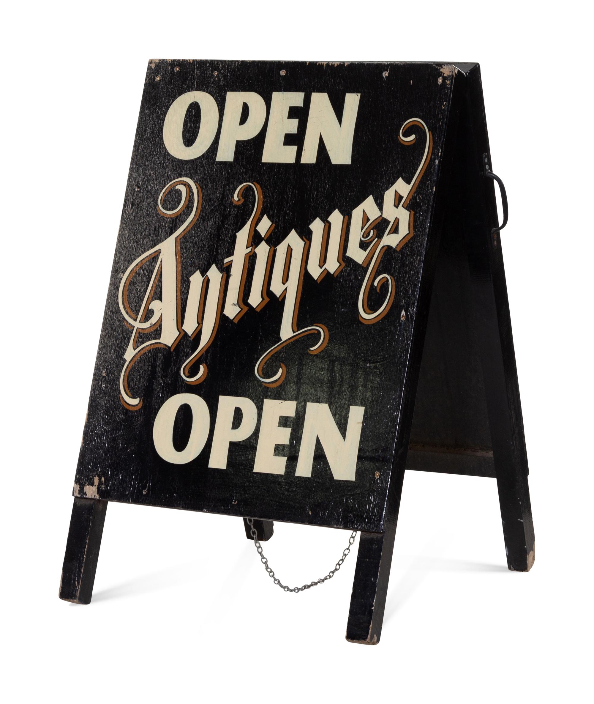 A Painted Wood Folding Shop Sign