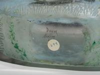 A Daum Enameled Glass Scenic Swan Vase