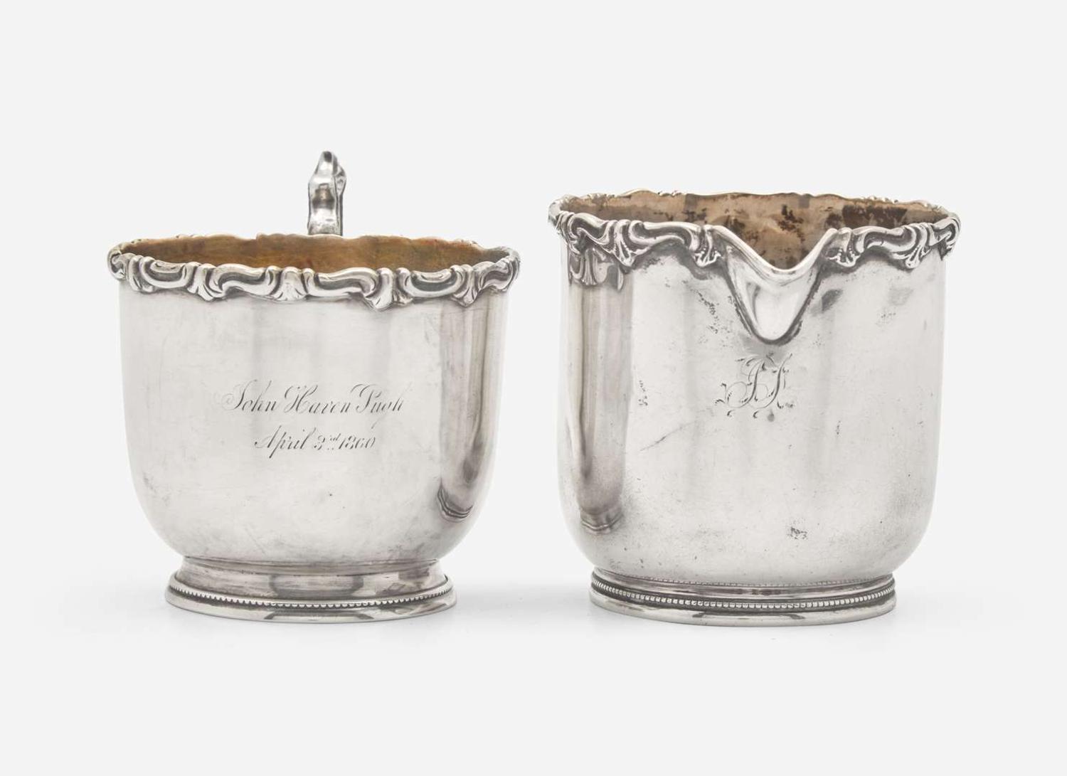 A coin silver creamer and cup, Gale & Hayden (active 1846-1850) and William Adams (1801-1861), New York, NY, circa 1850-1860