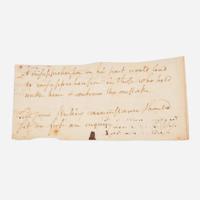[Americana] Hamilton, Alexander, and James Alexander Hamilton Fragment of Autograph Notes