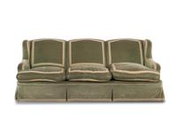 A Custom Velvet Upholstered Three-Seat Sofa