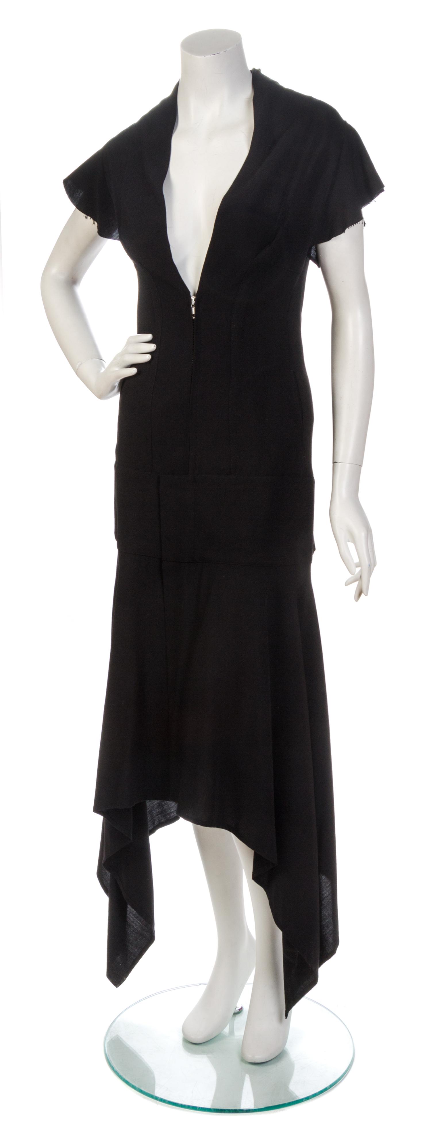 A Yohji Yamamoto Black Wool Runway Dress, Size 2.