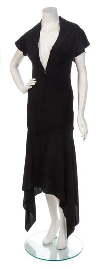 A Yohji Yamamoto Black Wool Runway Dress, Size 2.