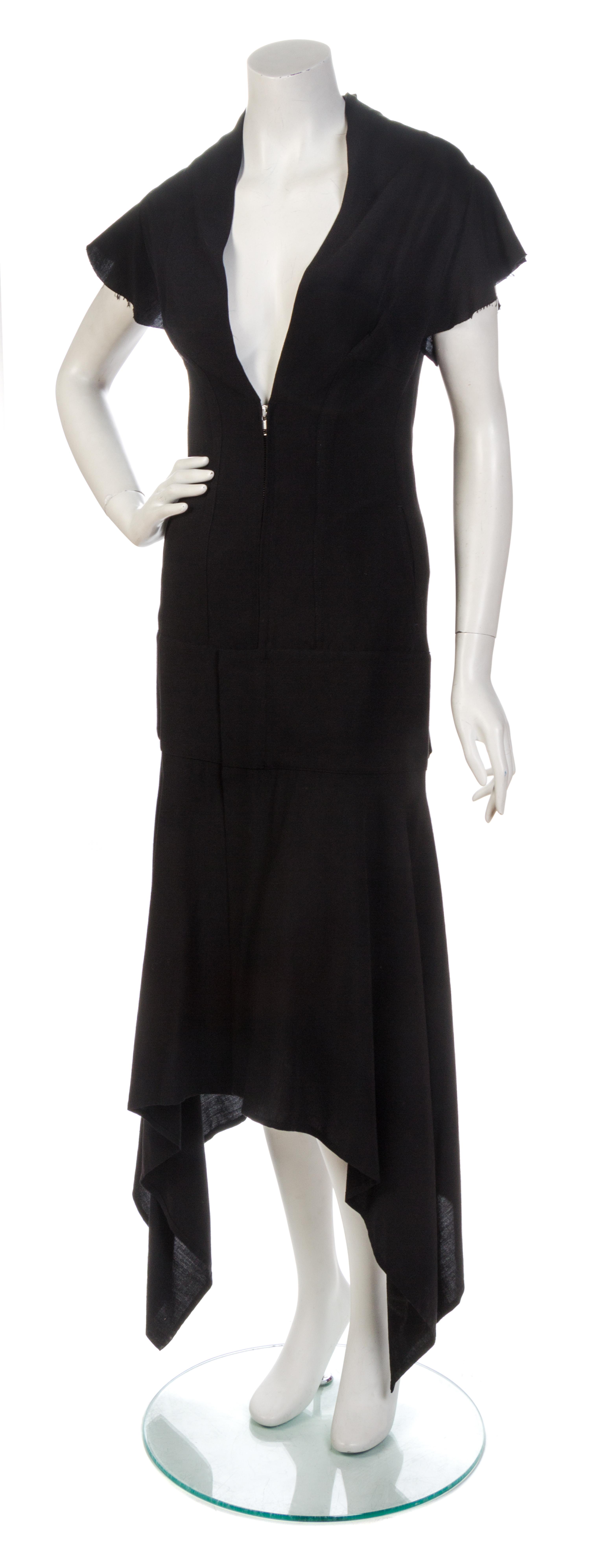 A Yohji Yamamoto Black Wool Runway Dress, Size 2.