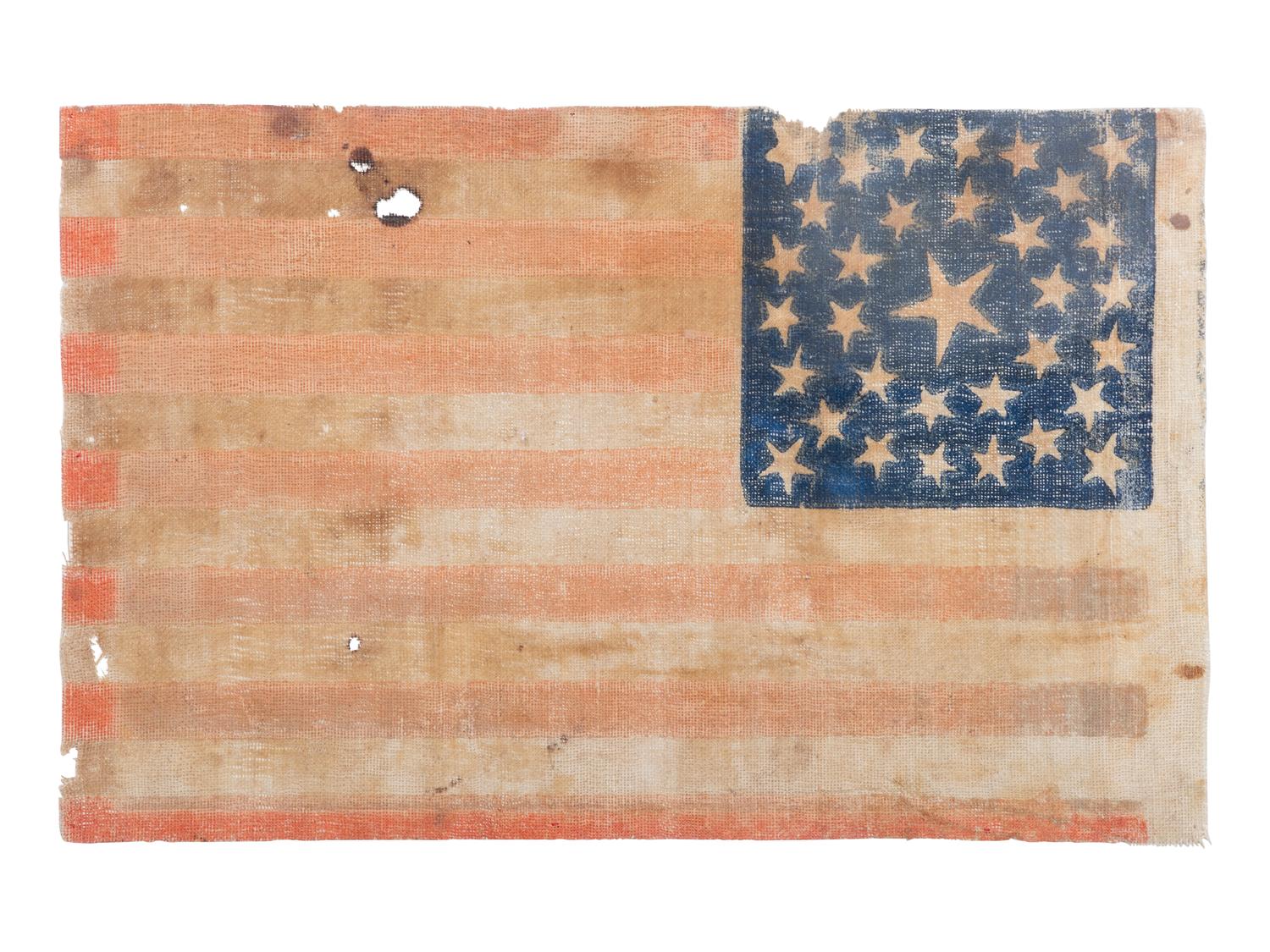 [FLAGS]. 29-star American parade flag with double medallion pattern. Ca 1847-1848.