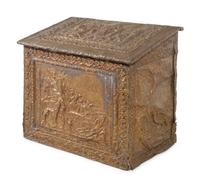 A Victorian Brass Kindling Box