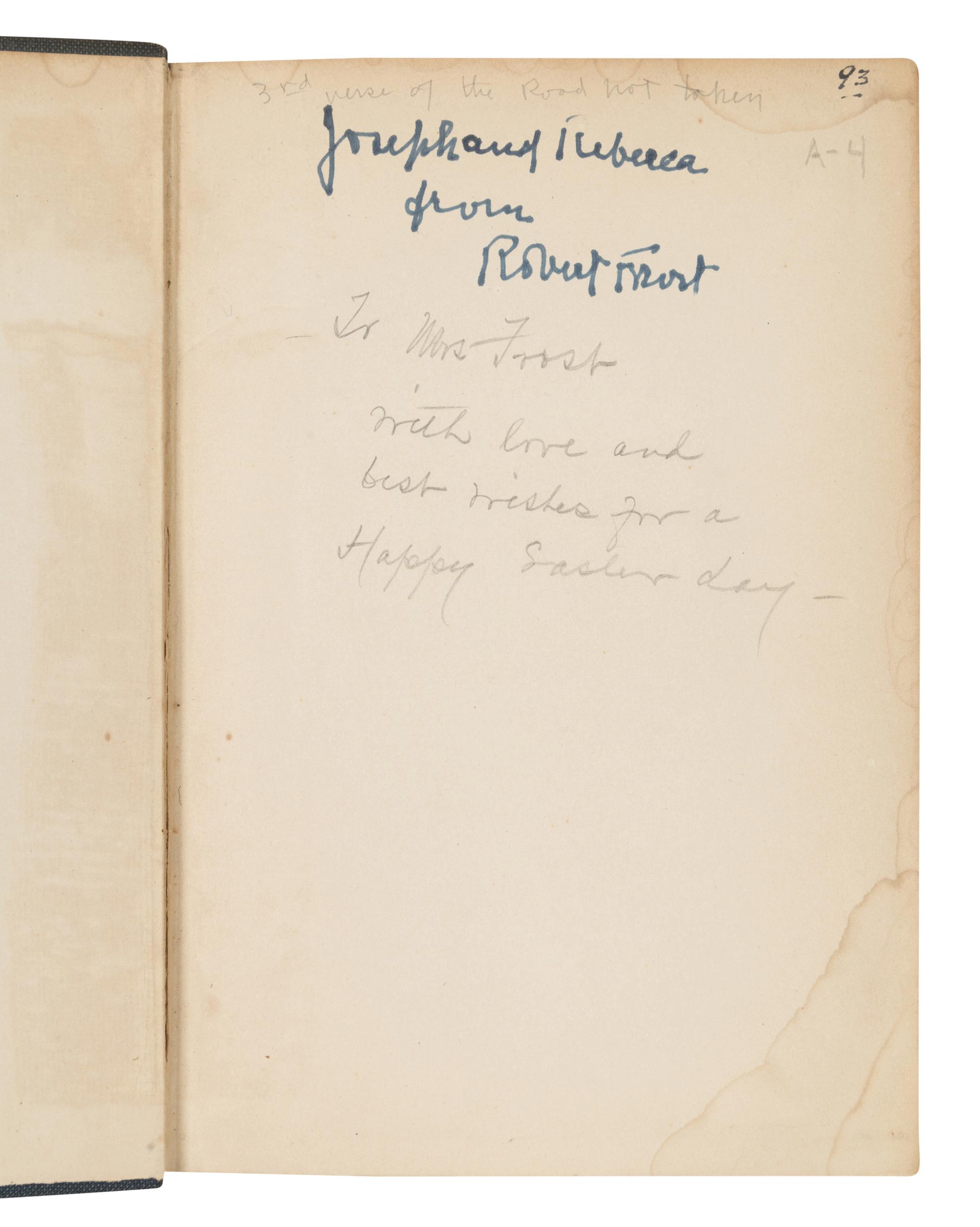 FROST, Robert (1874-1963). Mountain Interval. New York: Henry Holt & Company, 1916.