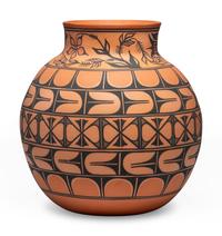 Polychrome Redware Pottery Storage Jar