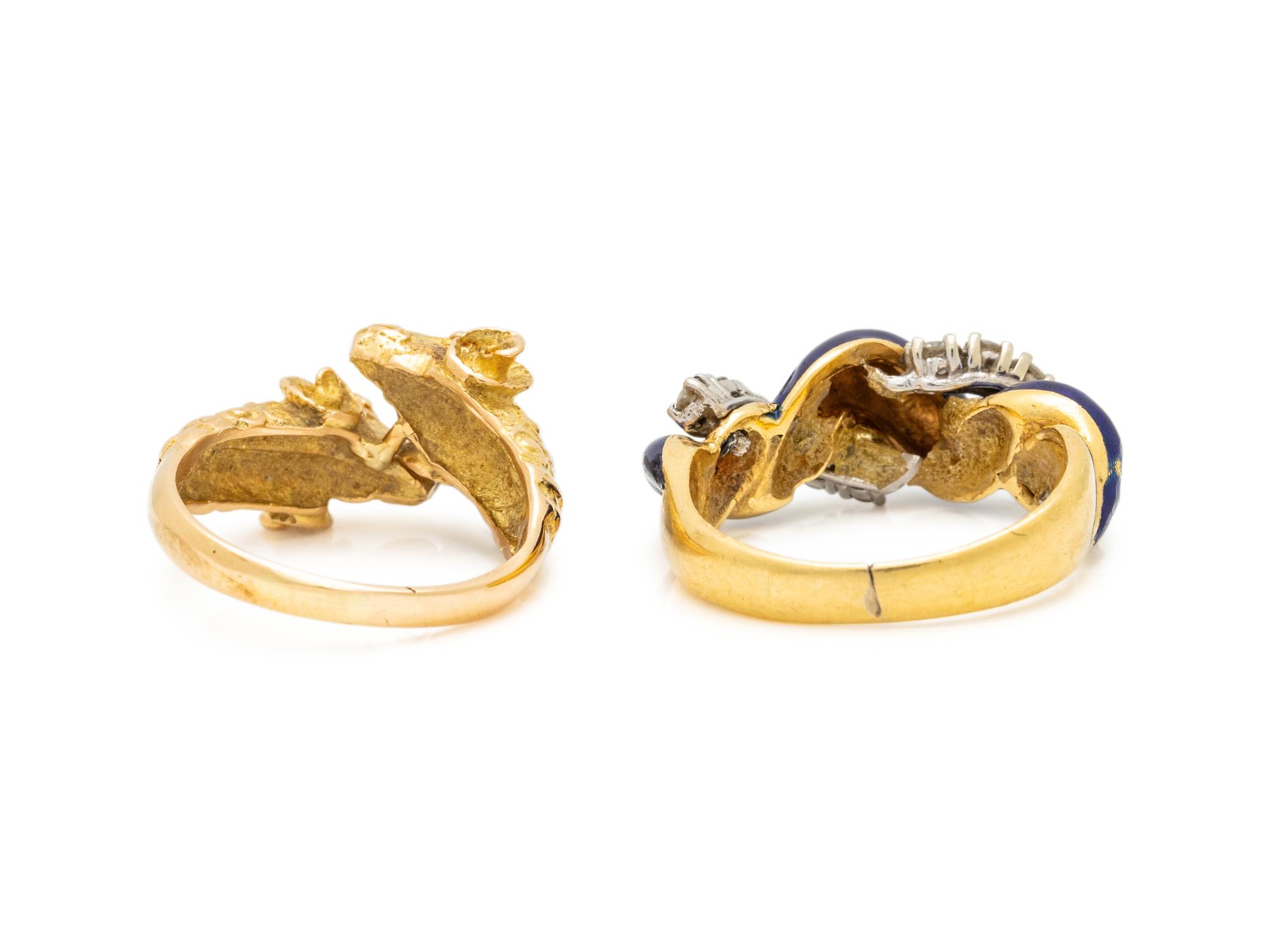 COLLECTION OF YELLOW GOLD RINGS
