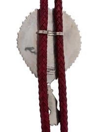 Sterling Silver and Petit Point Coral Bolo Tie