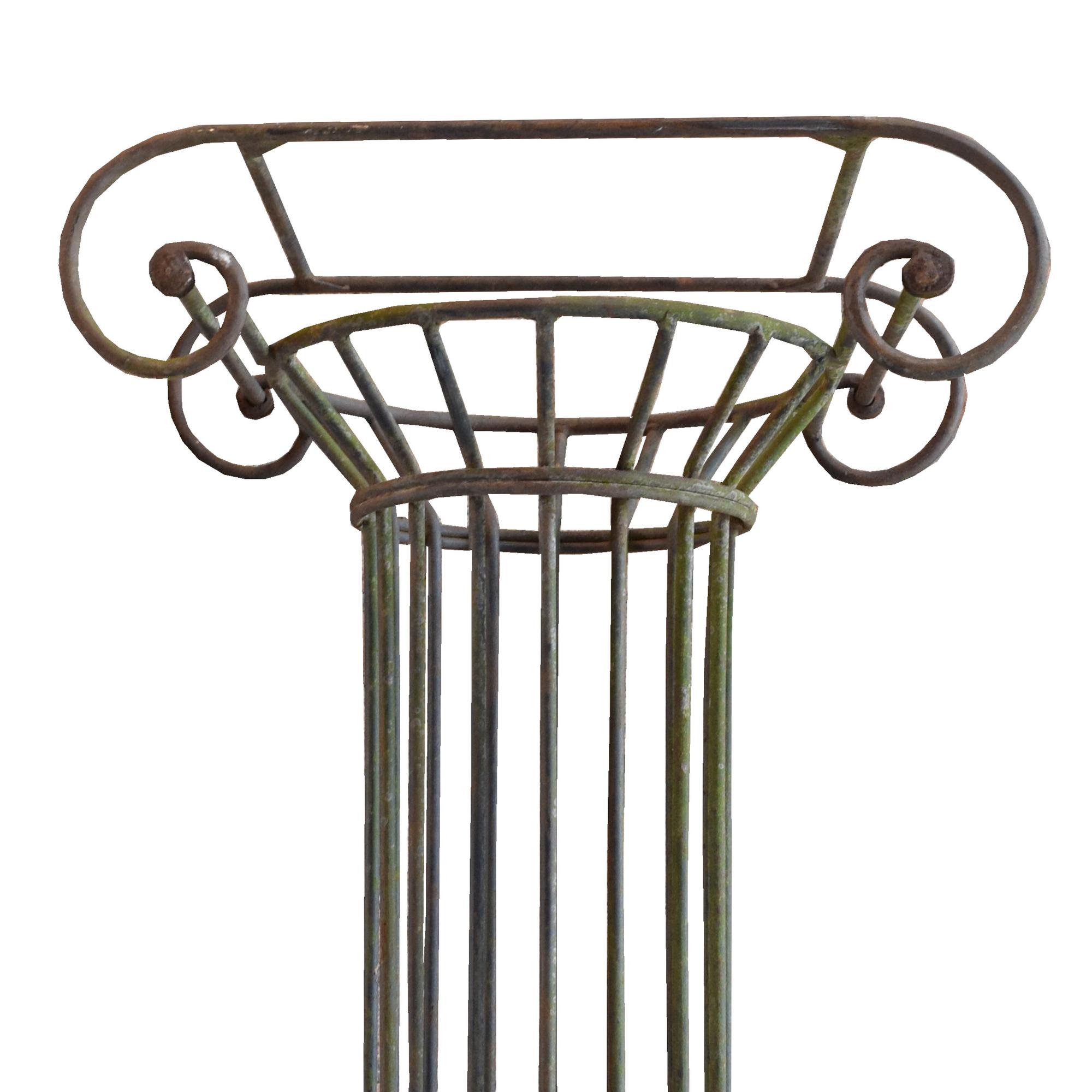 A Pair of Wrought Iron Columns 24" W x 16" D x 98.5" H — France, Mid-20th Century