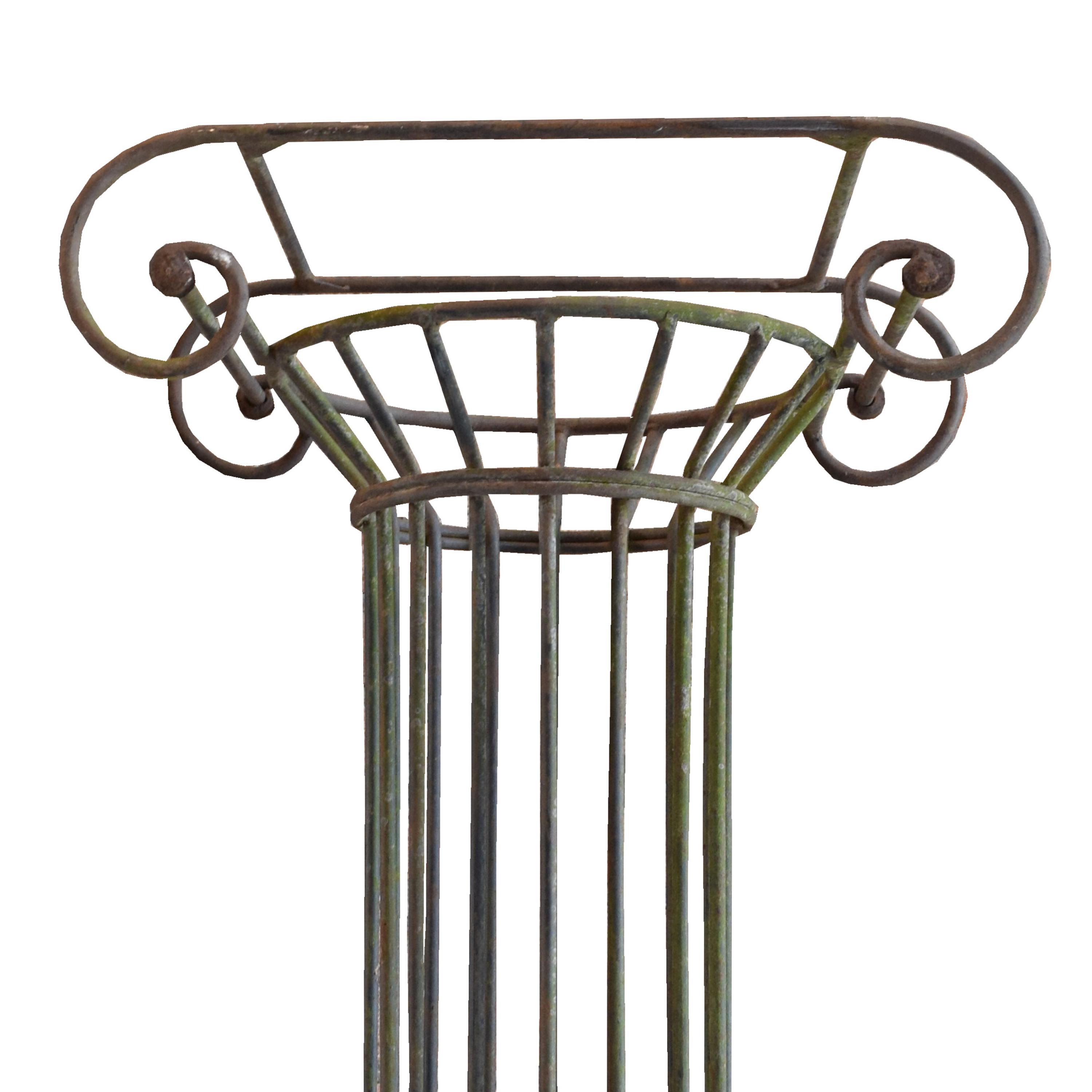 A Pair of Wrought Iron Columns 24" W x 16" D x 98.5" H — France, Mid-20th Century