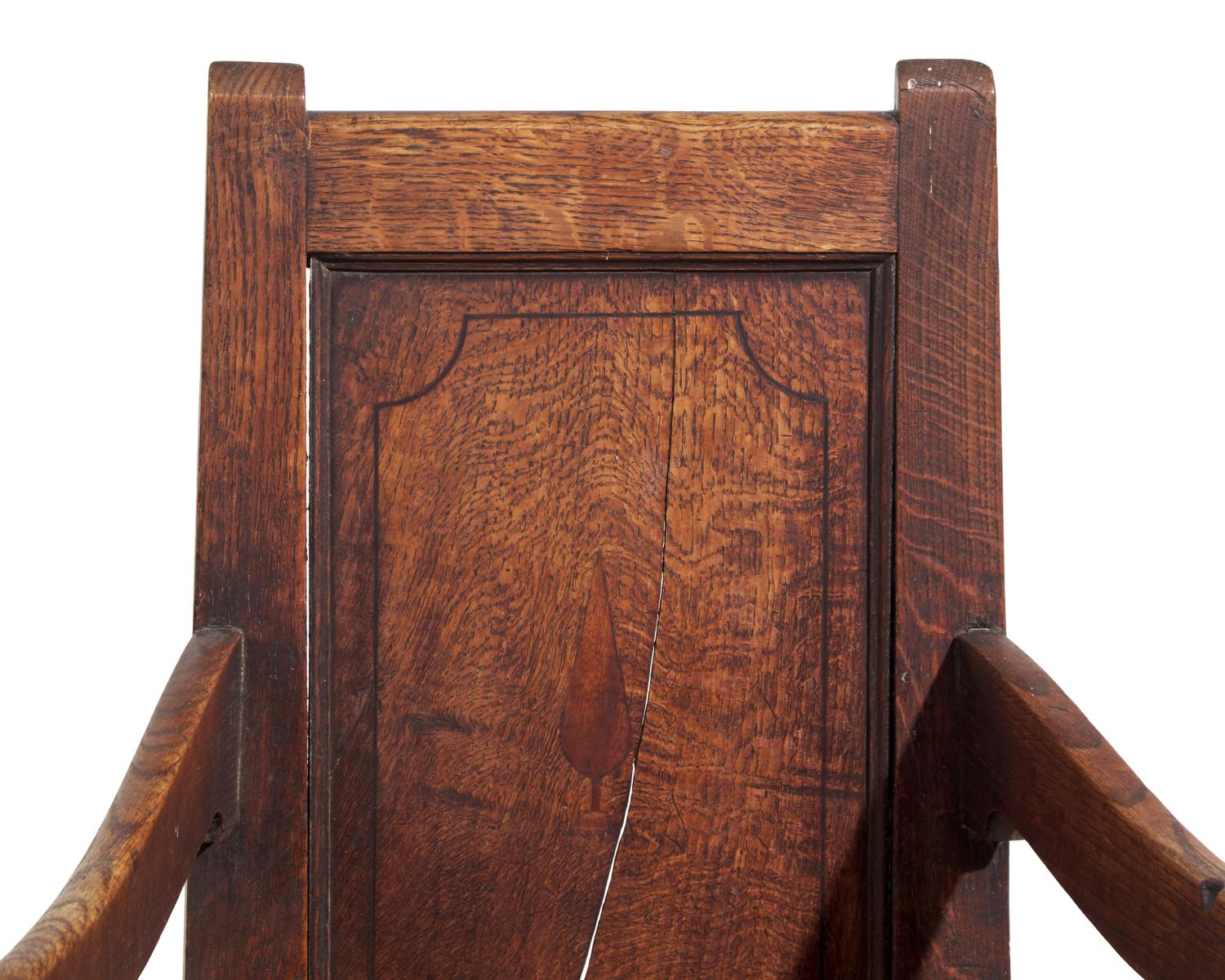 A George I Inlaid Oak Armchair