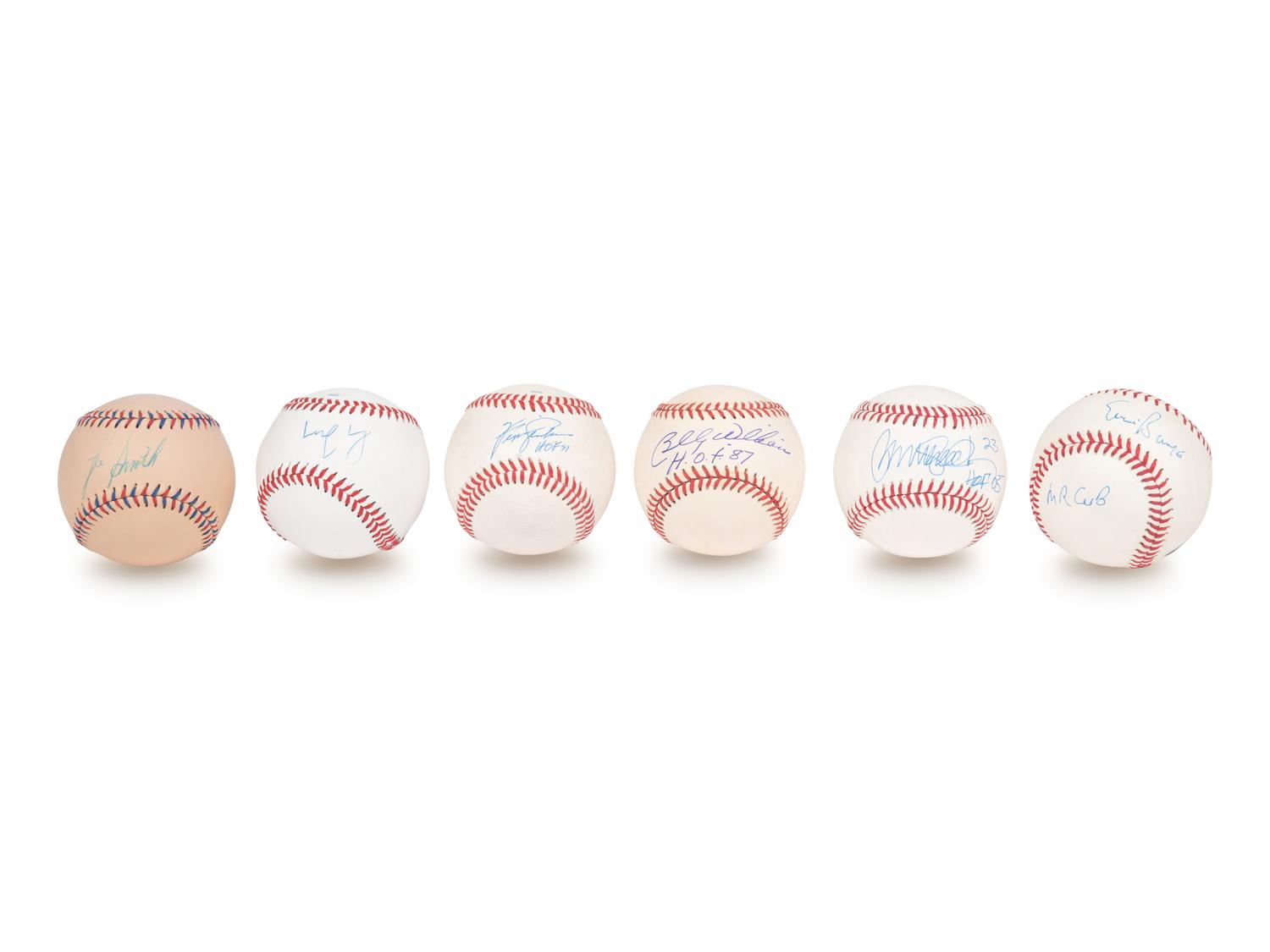A Group of Six Chicago Cubs Hall of Fame Signed Autograph Baseballs (Beckett Authentication Services BAS Certified),