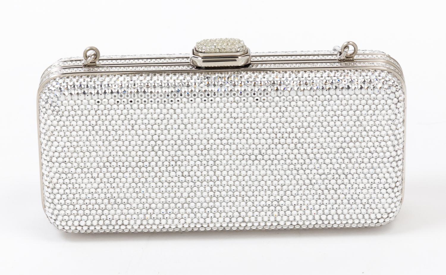 A Judith Leiber Crystal Rectangular Minaudiere, 6" x 2.5" x 1.5".